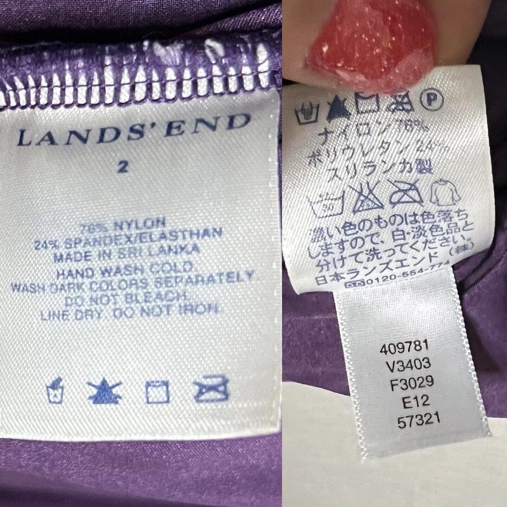 Land’s End Women's Purple Twist Front Lined & Lightly Padded Tankini Top Sz 2 - Picture 11 of 12